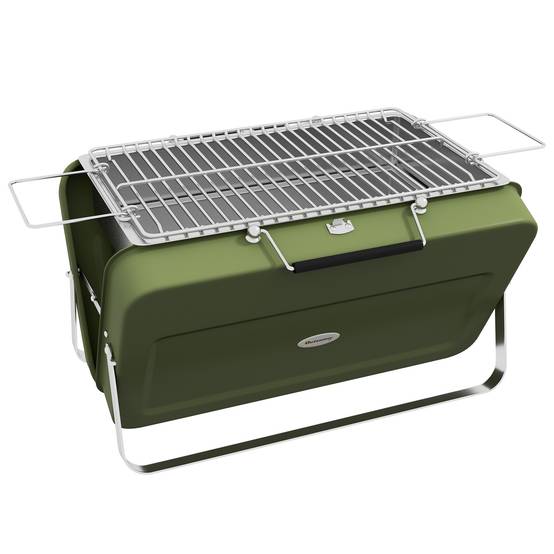 Mini barbecue à charbon BBQ portable avec coque de valise barbecue de table pliable pour jardin 47 x 30 x 28 cm vert - Image 1