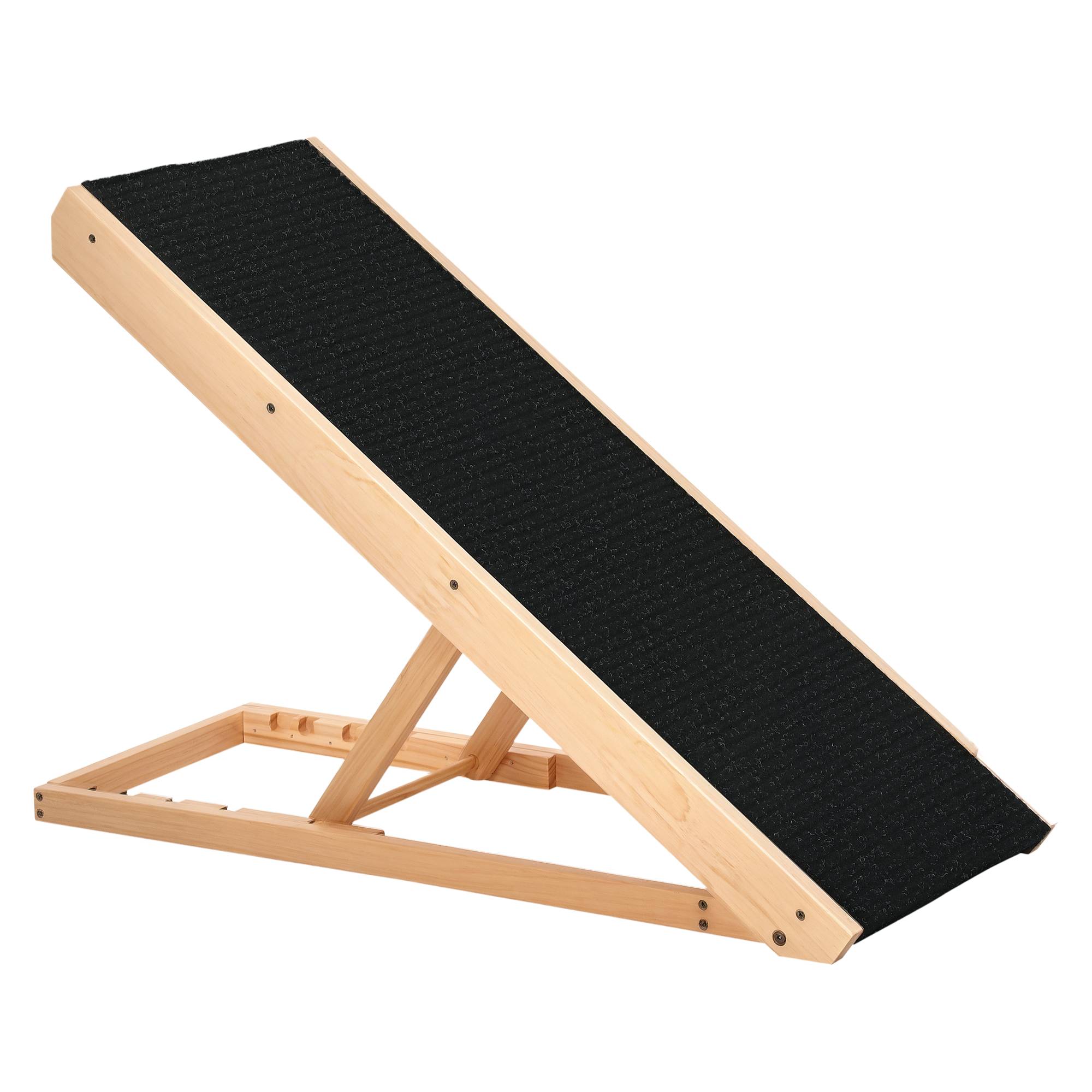 Rampe chien lit/canapé pliable, 4 hauteurs réglables 26-61cm, antidérapante, 90cm, chien <40kg - Image 1