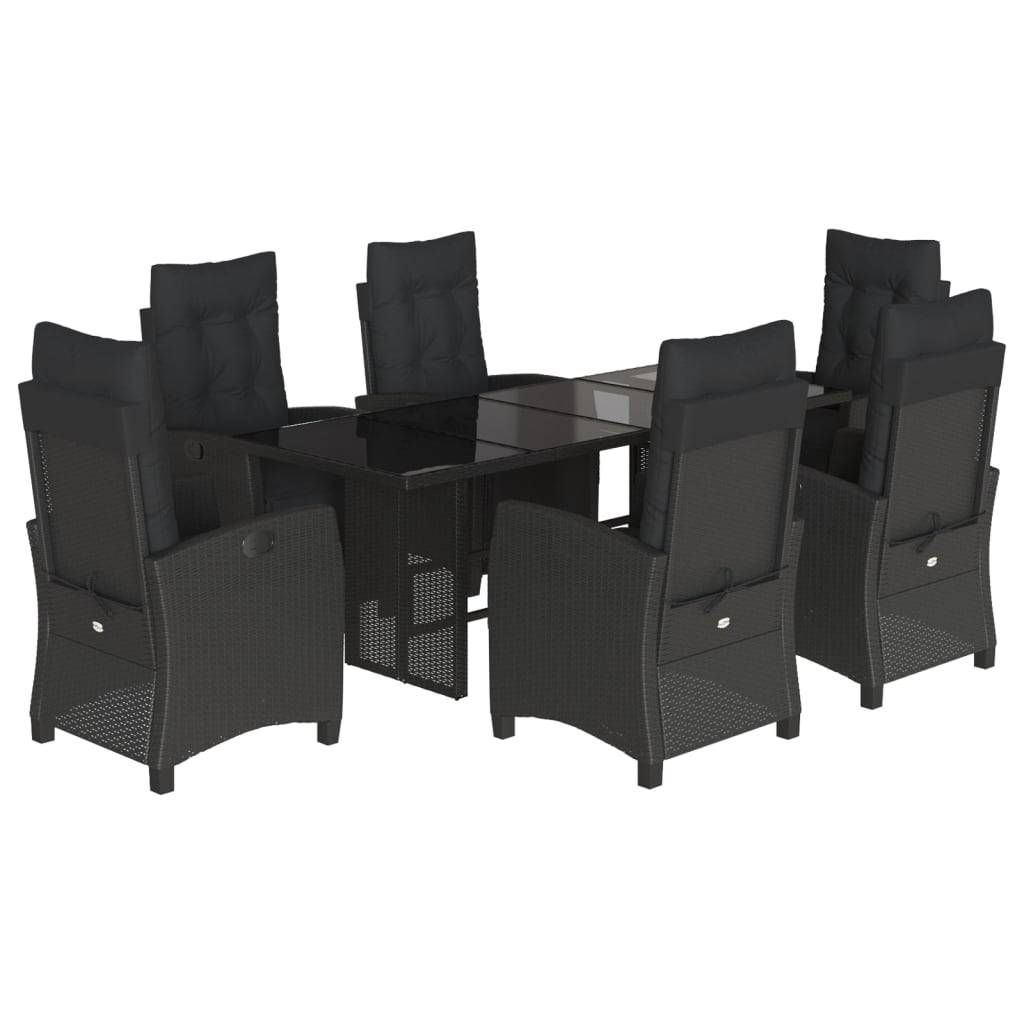 ComfortXL - Set de Table et Chaises de Jardin Noires pour 6, Fauteuils Inclinables et Plateau Verre 190cm – ComfortXL Outdoor Living - Image 2