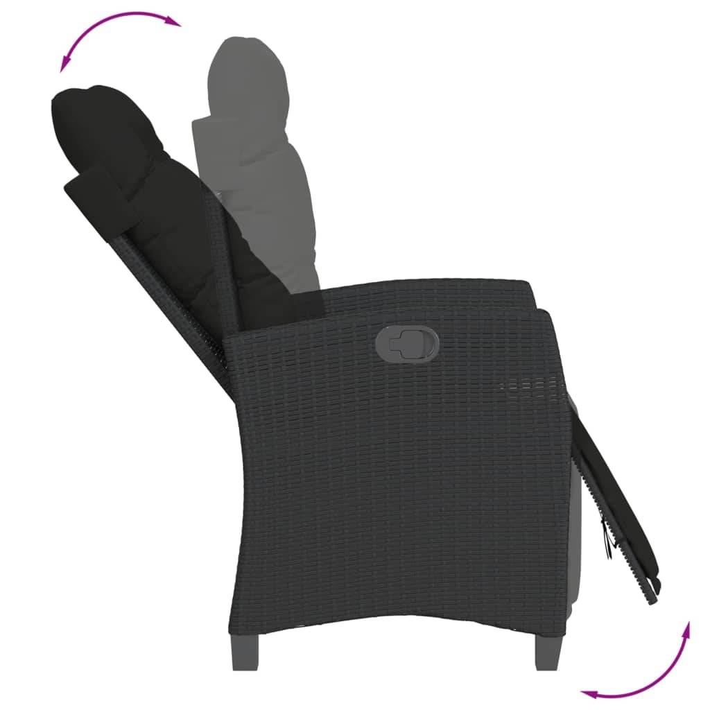 ComfortXL - Set de Table et Chaises de Jardin Noires pour 6, Fauteuils Inclinables et Plateau Verre 190cm – ComfortXL Outdoor Living - Image 4