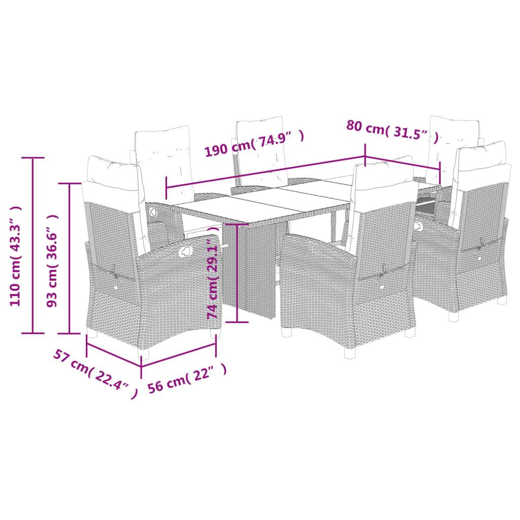 ComfortXL - Set de Table et Chaises de Jardin Noires pour 6, Fauteuils Inclinables et Plateau Verre 190cm – ComfortXL Outdoor Living - Image 9