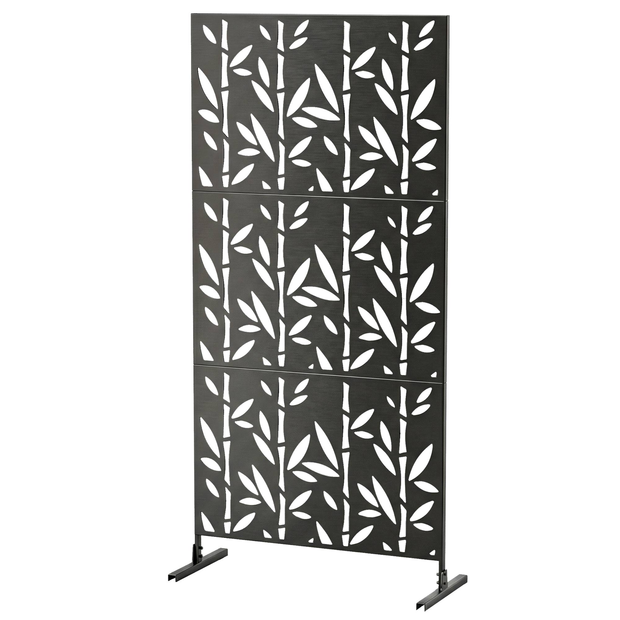Panneau Brise Vue décoratif Extérieur Claustra Décoratif Jardin 3 Panneaux à motif Bambou métal 92x40x192cm Noir - Image 2