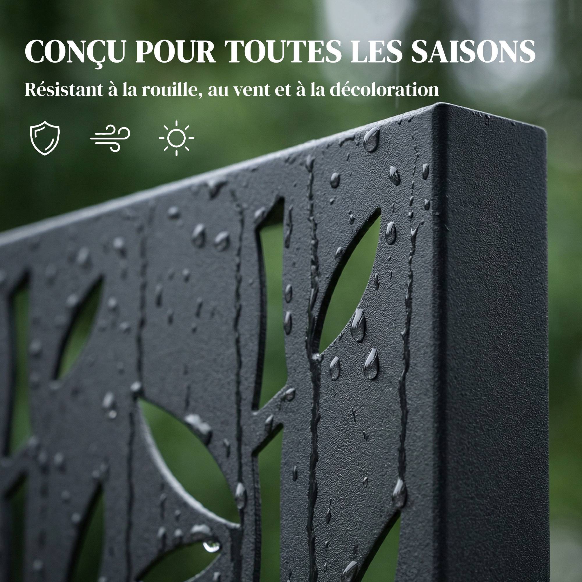 Panneau Brise Vue décoratif Extérieur Claustra Décoratif Jardin 3 Panneaux à motif Bambou métal 92x40x192cm Noir - Image 9
