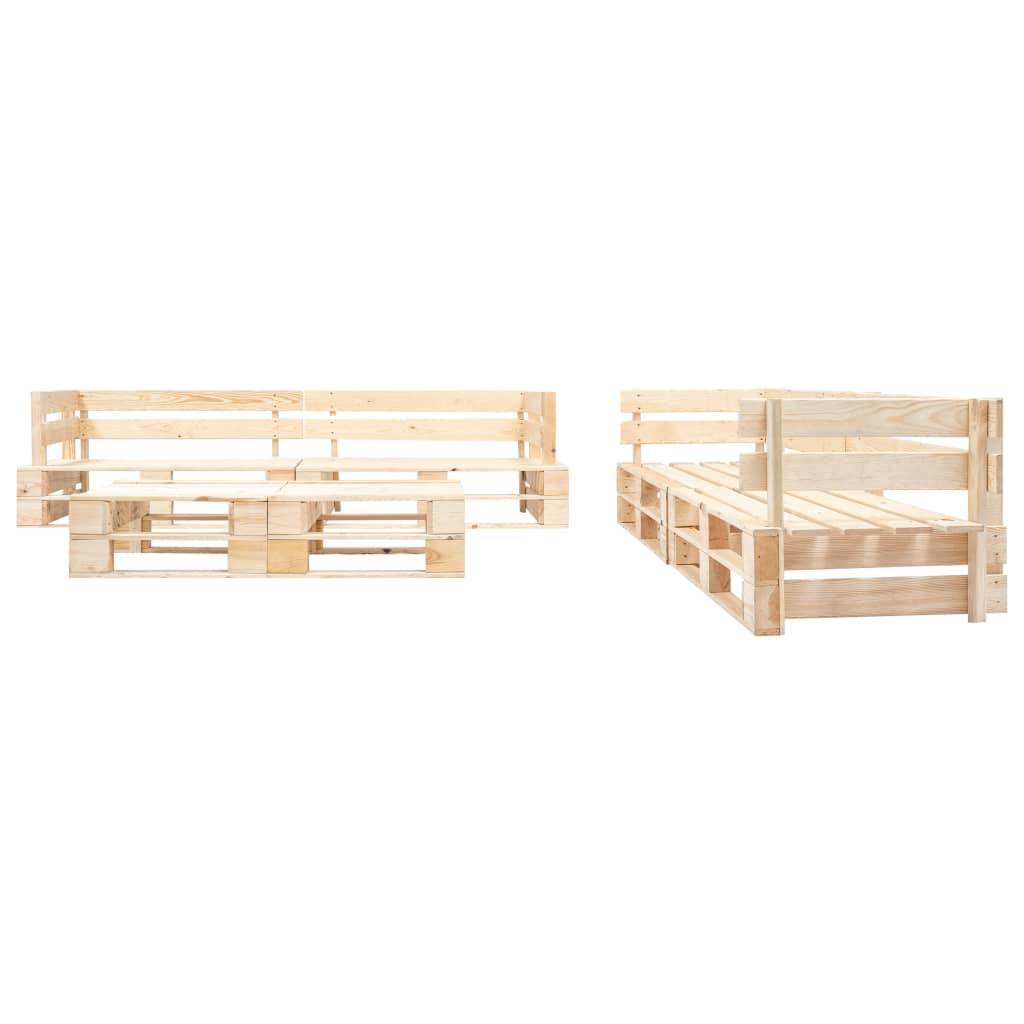 Helloshop26 - Salon de jardin meuble d'extérieur ensemble de mobilier 220 cm palette 6 pièces bois couleur naturelle de bois - Image 2