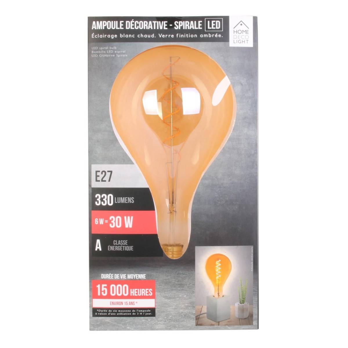The Home Deco Factory - Ampoule PS160 Filaments LED "Spiral" 6W Ambre - Image 2