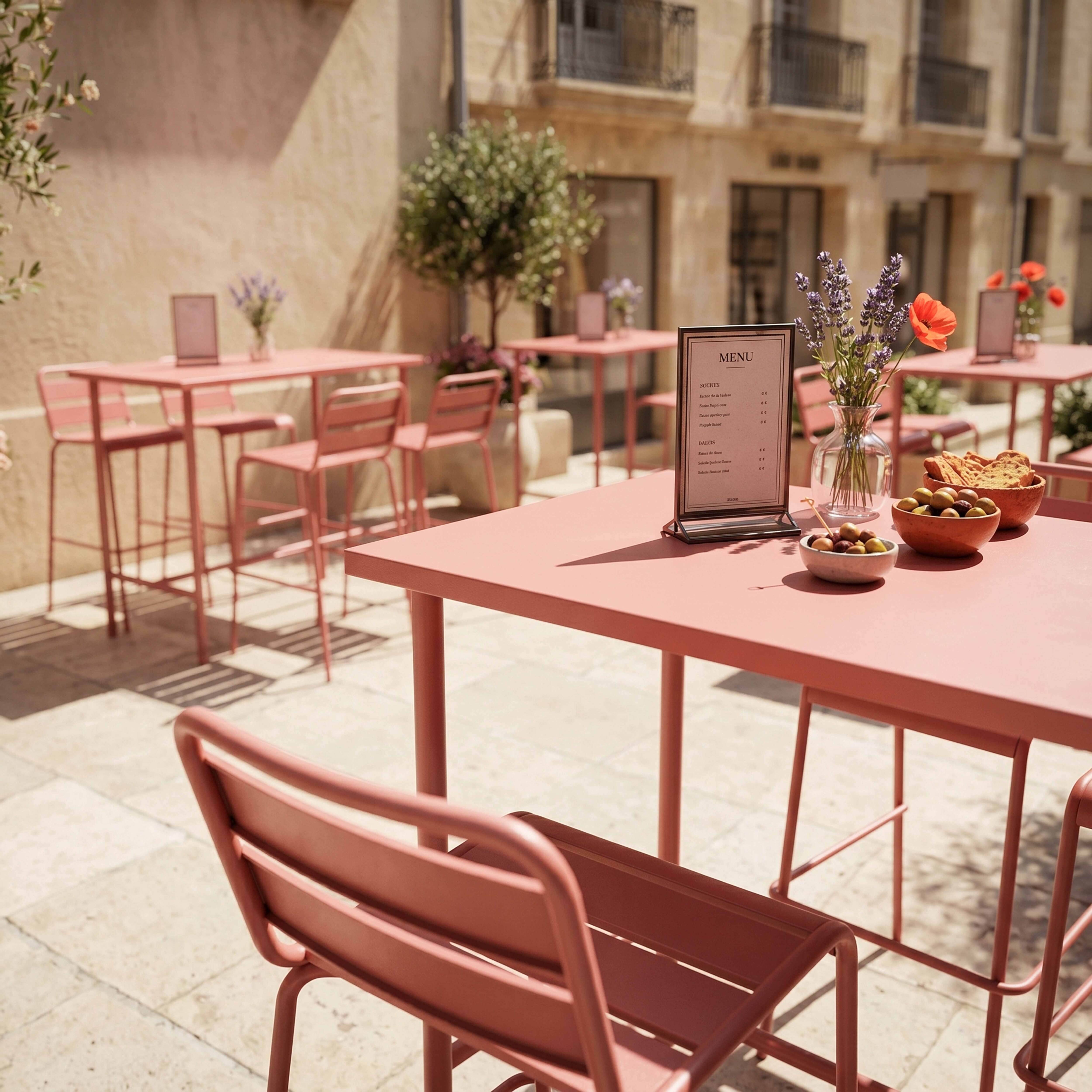 Oviala - Ensemble table haute et 4 chaises de bar en métal argile Palavas - Oviala - Image 5
