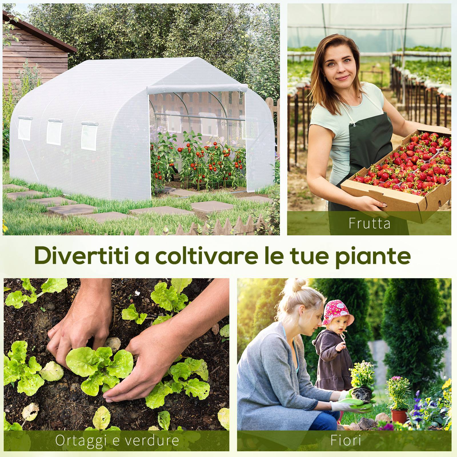 Sans Marque - Serre tunnel jardin 4,5x3x2 m bâche PE structure tubes métalliques serre potagère ventilation 6 fenêtres serre culture légumes fruits fleurs blanche - Image 9