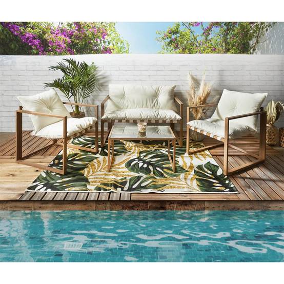 The Home Deco Factory - Salon de Jardin 4 Places "Cagliari" 118cm Blanc - Image 2