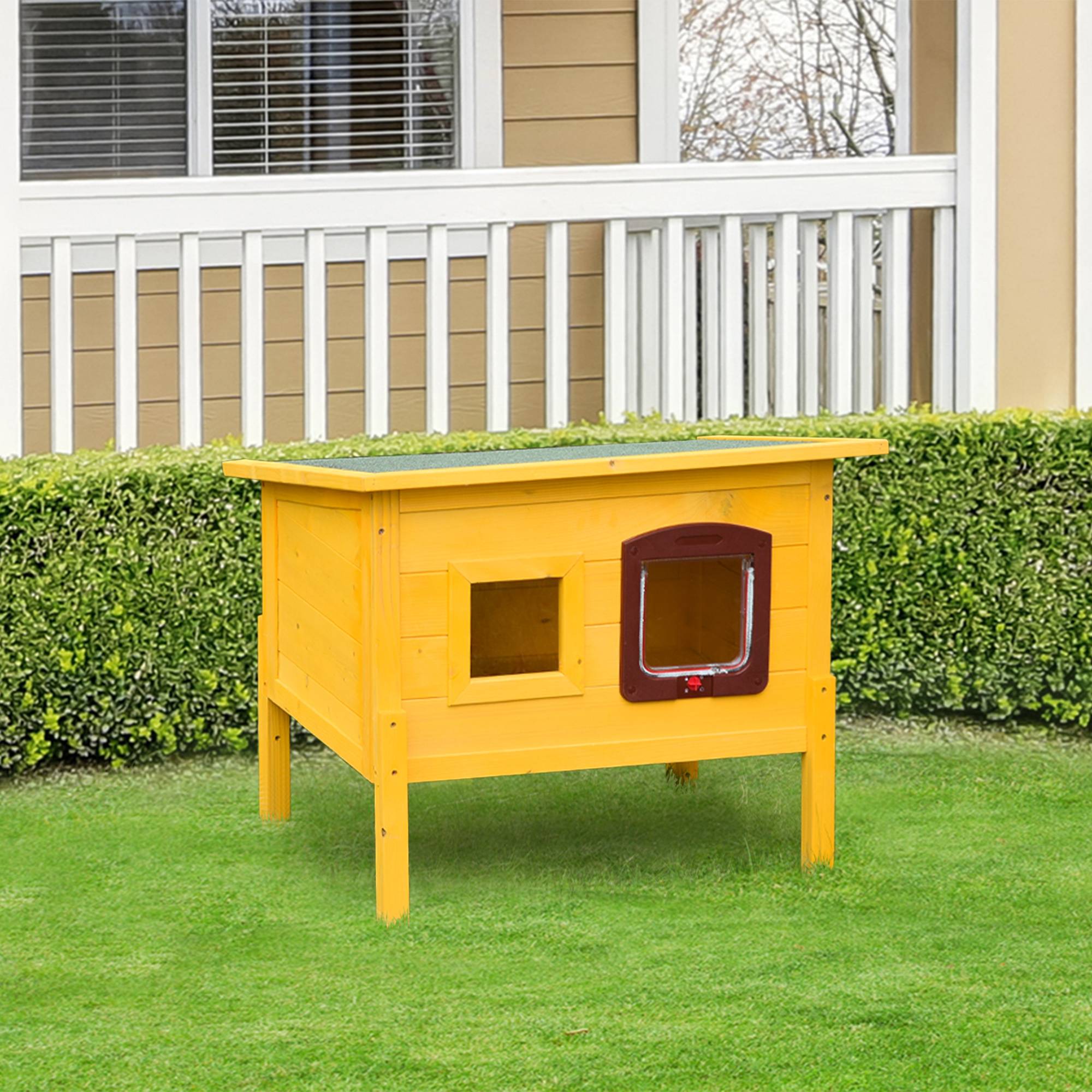 Niche pour animaux de compagnie en bois de sapin 70 x 51,5 x 60 cm - Image 4