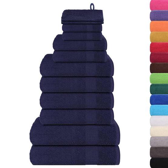 Ensemble de serviettes FROGN 12 pcs bleu marine 360 g/m² Maison Chic - Image 1