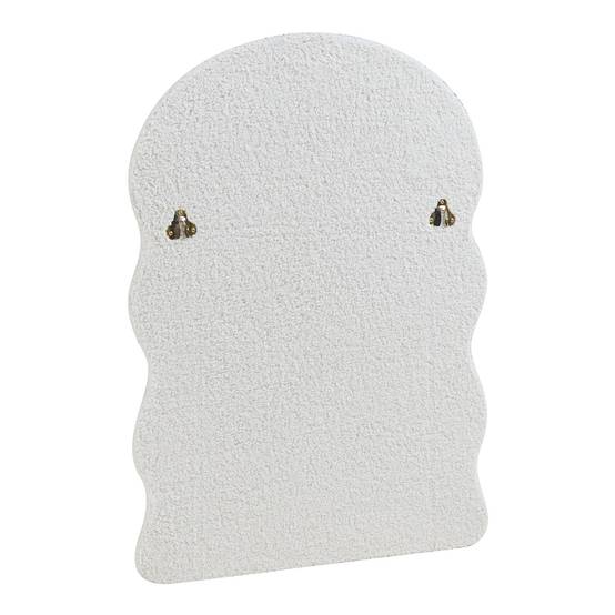 Miroir décoration moderne design mural cadre en tissu peluche 80 x 60 cm blanc - Image 4