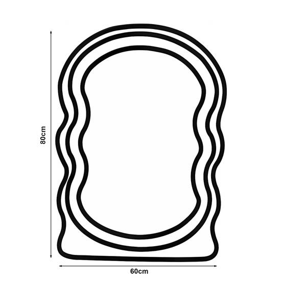 Miroir décoration moderne design mural cadre en tissu peluche 80 x 60 cm blanc - Image 3