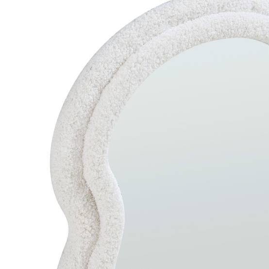 Miroir décoration moderne design mural cadre en tissu peluche 80 x 60 cm blanc - Image 5