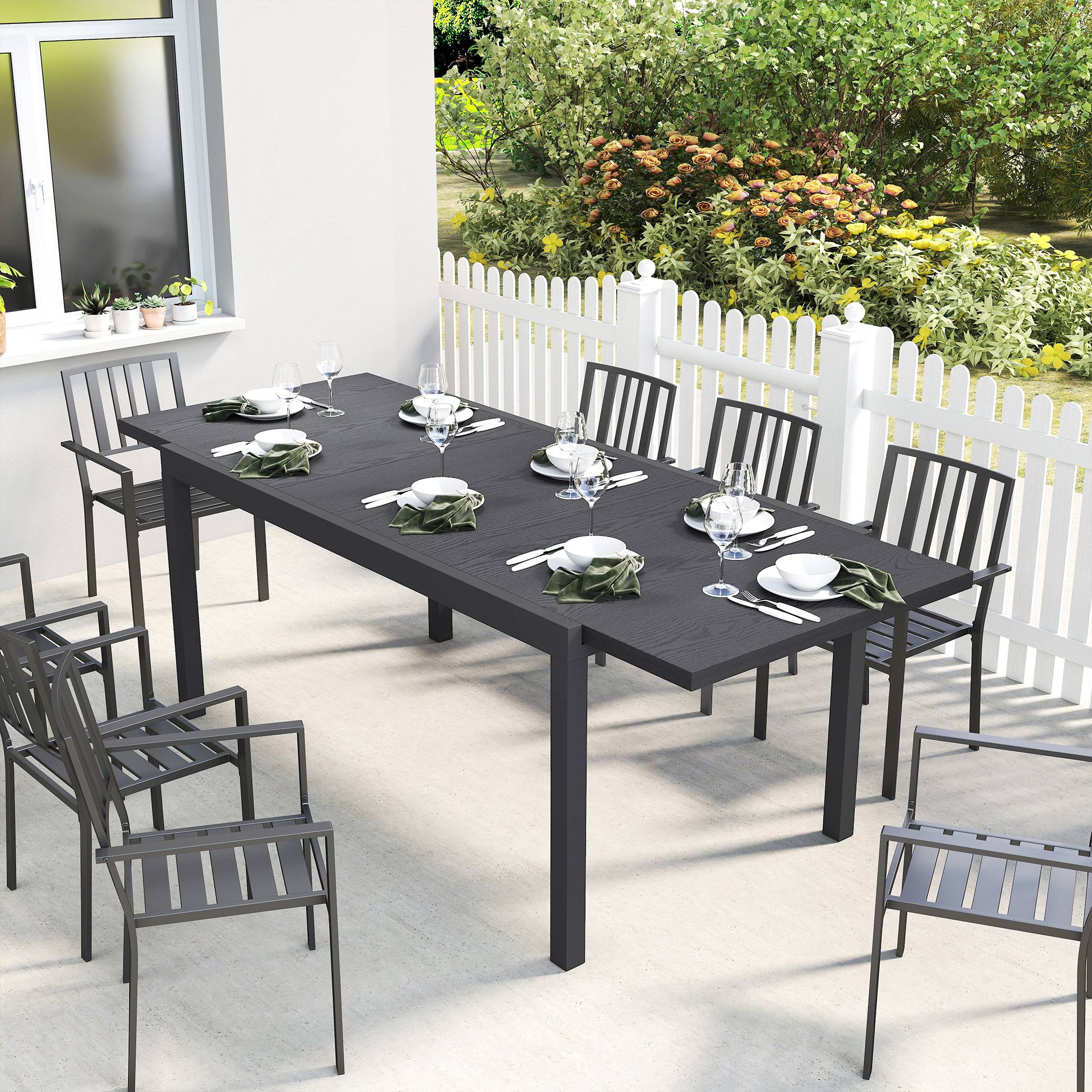 Table de jardin extensible aluminium gris 214 x 85 x 75 cm - PANGIVO - Image 3