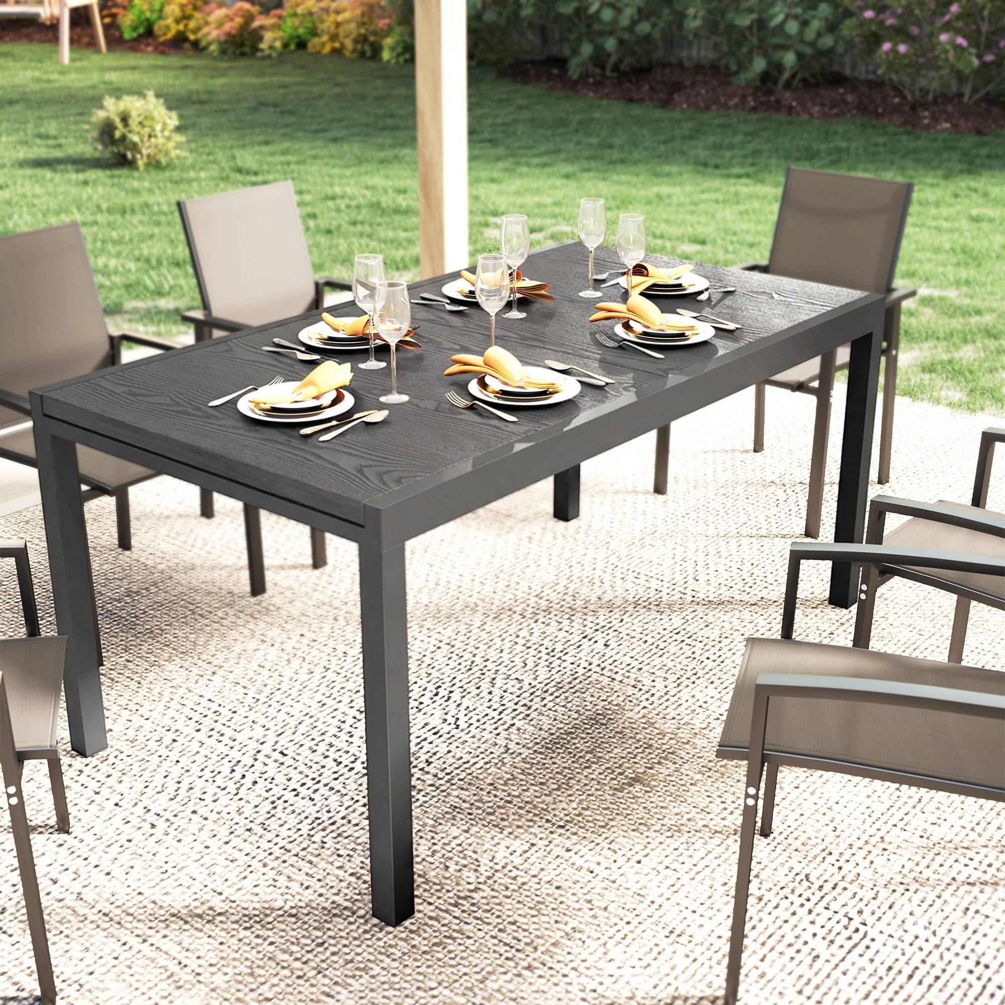 Table de jardin extensible aluminium gris 214 x 85 x 75 cm - PANGIVO - Image 10