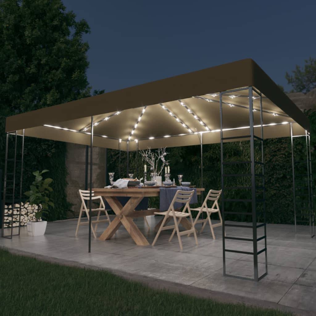 Tonnelle de Terrasse Rectangulaire Acier avec Éclairage LED pour Soirées Taupe 3x4 m – ComfortXL Outdoor Living - Image 1