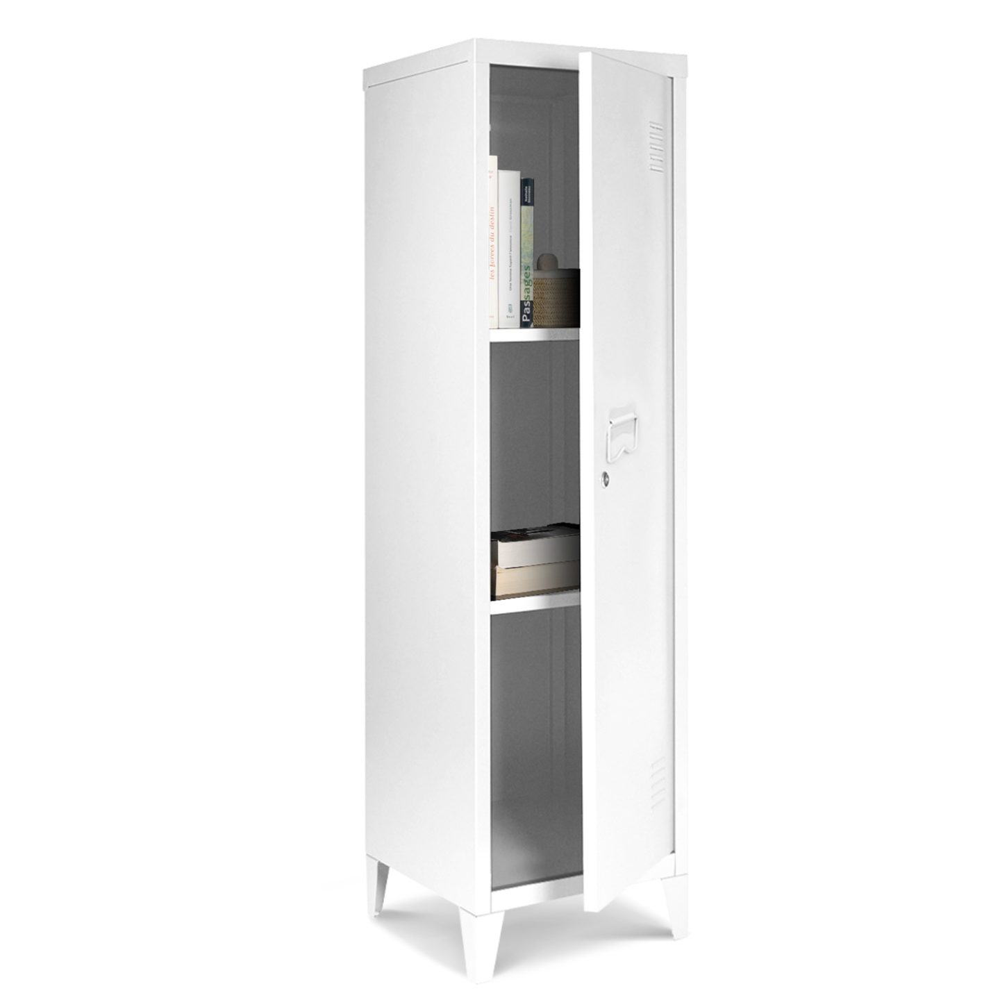 Armoire vestiaire ESTER 1 porte métal blanc design industriel - Image 4