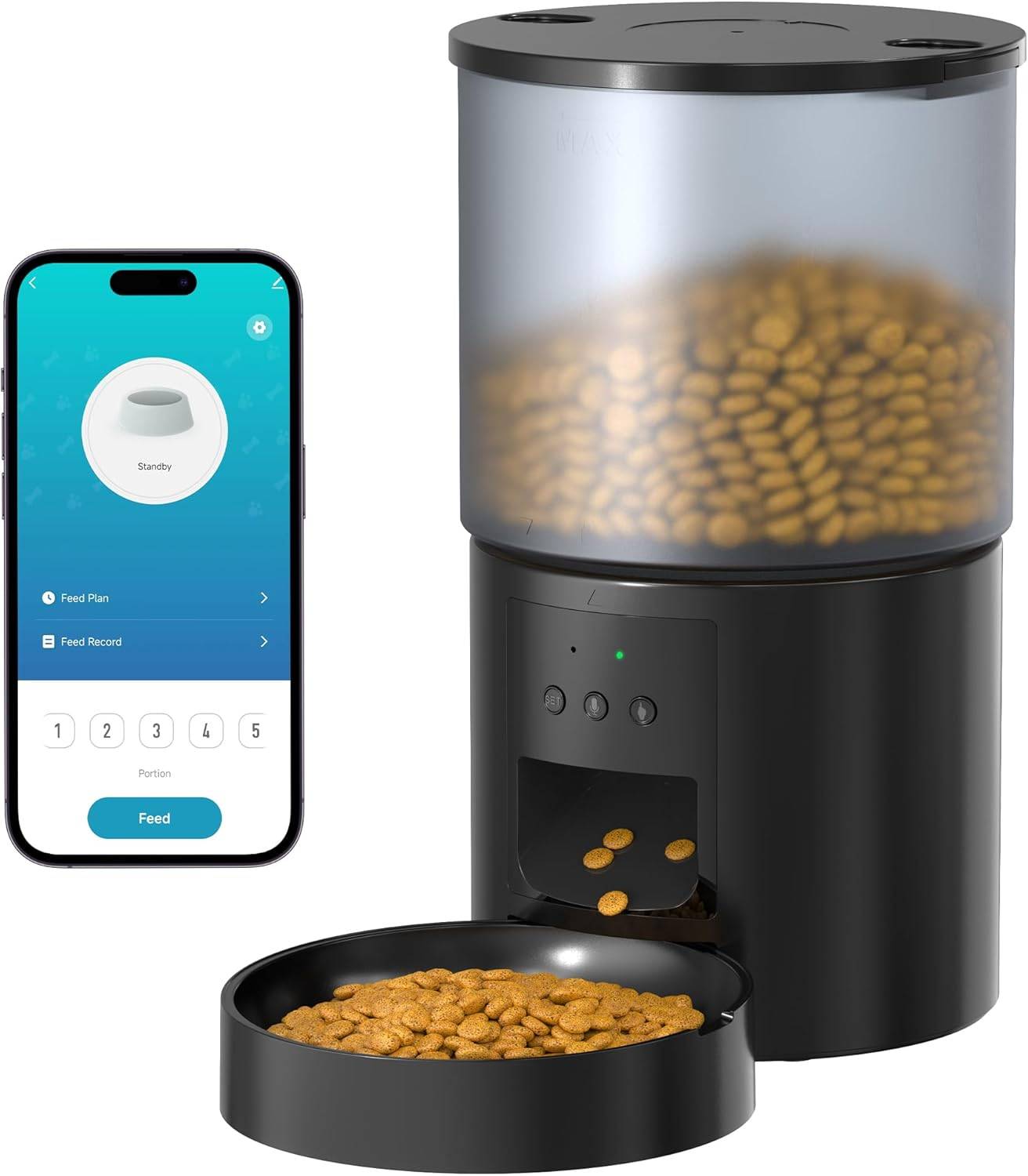 Distributeur Croquettes Chat Automatique WiFi noir Vendos85