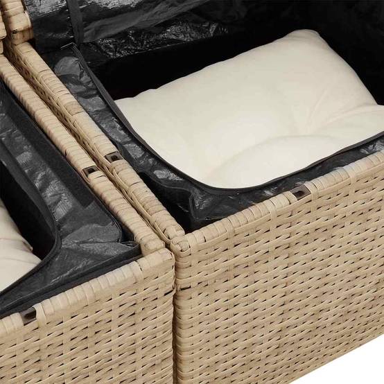 Salon de jardin modulable 8 pcs en poly rotin et coussins épais Beige – ComfortXL Outdoor Living - Image 8