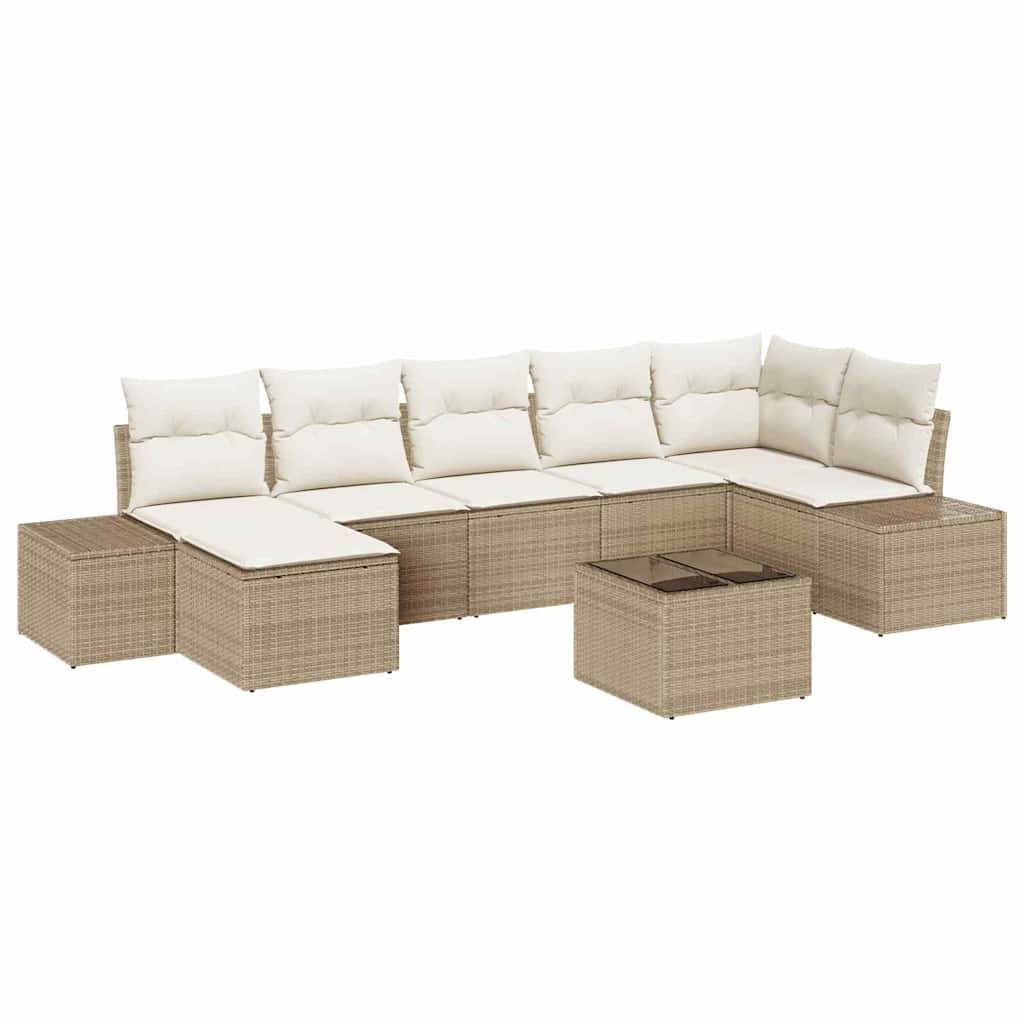 Salon de jardin modulable 8 pcs en poly rotin et coussins épais Beige – ComfortXL Outdoor Living - Image 2