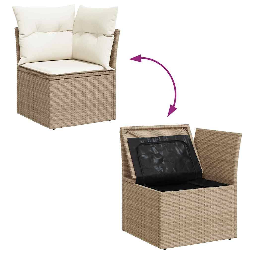 Salon de jardin modulable 8 pcs en poly rotin et coussins épais Beige – ComfortXL Outdoor Living - Image 5
