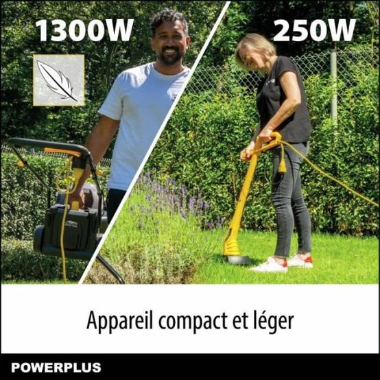 Tondeuse a gazon et Coupe-Bordure électrique - POWERPLUS - POWXG62205T- Tondeuse 1300 W & 32 mm Ø - Coupe-Bordures 250 W & 220 - Image 2