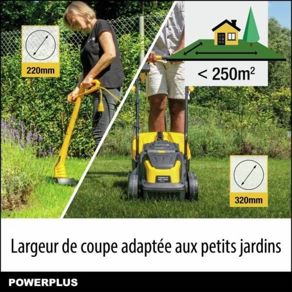 Tondeuse a gazon et Coupe-Bordure électrique - POWERPLUS - POWXG62205T- Tondeuse 1300 W & 32 mm Ø - Coupe-Bordures 250 W & 220 - Image 4