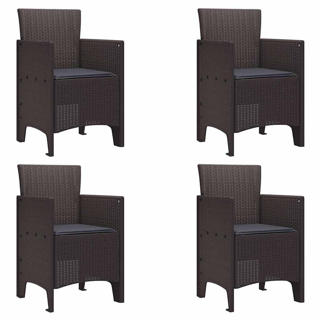 Maison Chic - Lot De 4 Chaises De Jardin - Fauteuils De Jardin Marron 53 x 49 x 85 cm PP - Image 1