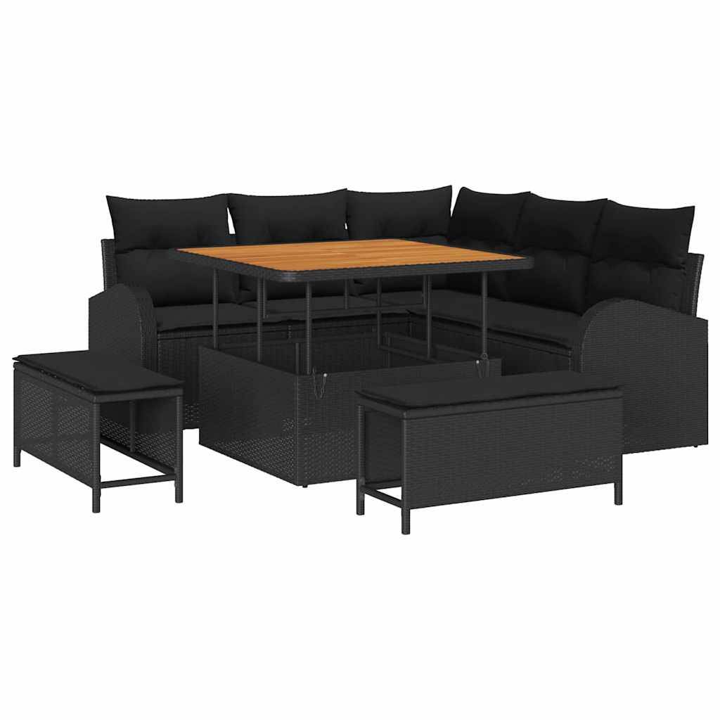 Salon de Jardin Modulable 8 Pièces Résine Tressée à la Main 7 Places pour Terrasse Noir – ComfortXL Outdoor Living - Image 2