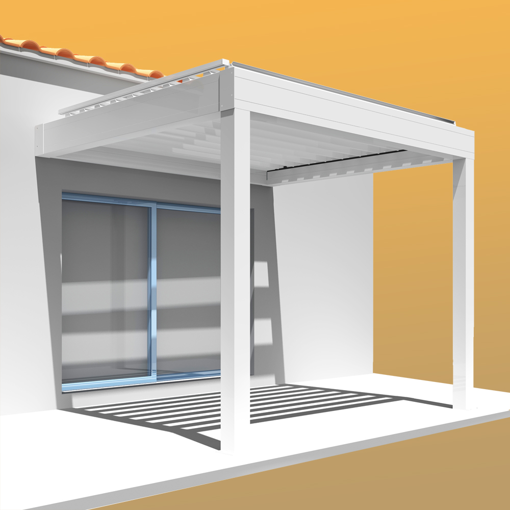 Intersun - Pergola Bioclimatique LOLITE 4,00x4,613 M Verin à Télécommande (Blanc) - INTERSUN - Image 1
