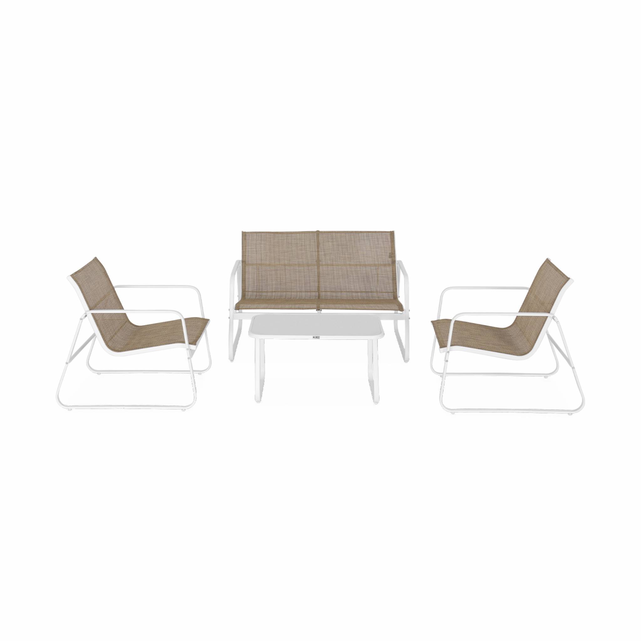 Salon de jardin en métal et textilène pour 4 personnes. blanc et naturel. design | sweeek - Image 4