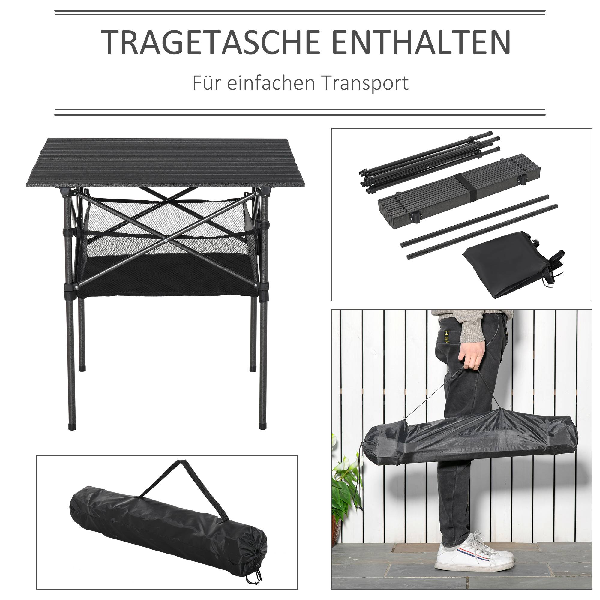 Table camping aluminium pliable légère avec sac filet 70x70x69cm noire - Image 5