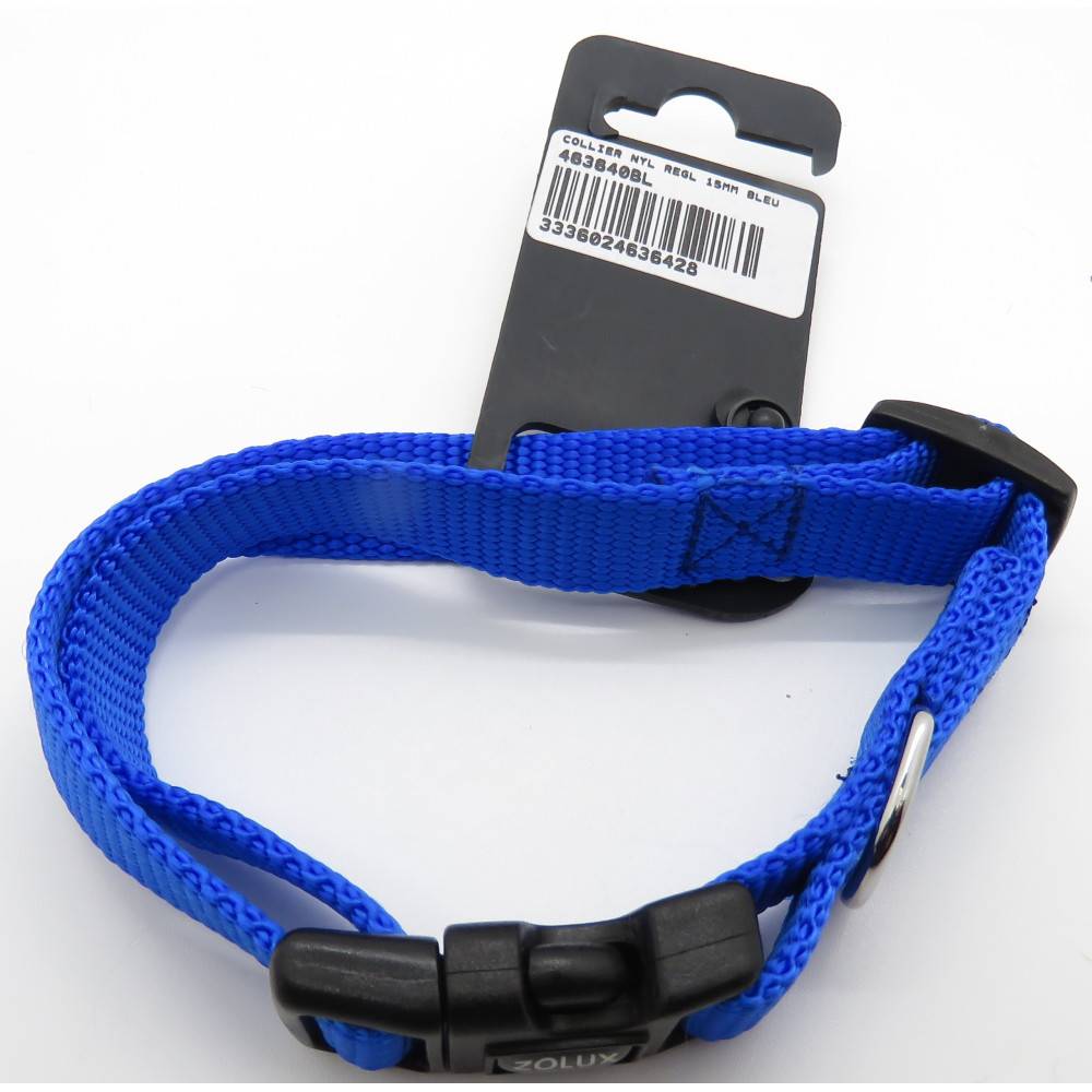Zolux - collier nylon  30 - 40  cm x 15 mm Bleu. pour chien. - Image 3