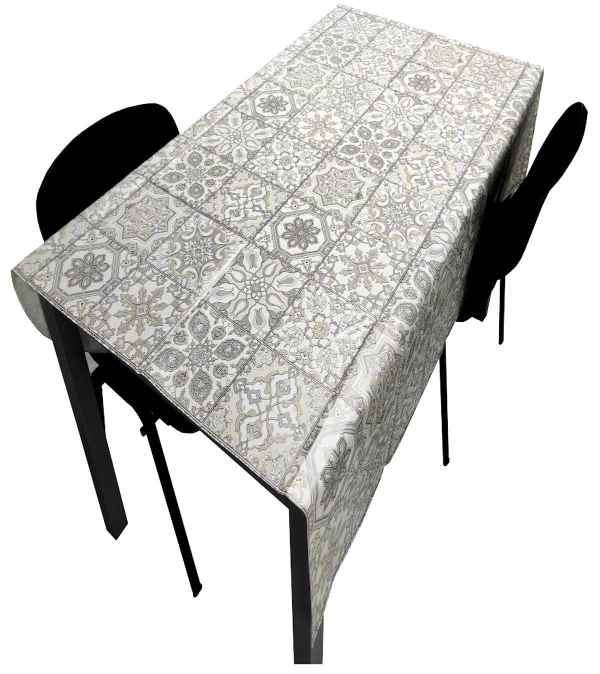 Nappe Composition PVC Base Polyester Anti-taches Mosaïque Gris Taille 140X250 CM - Image 1
