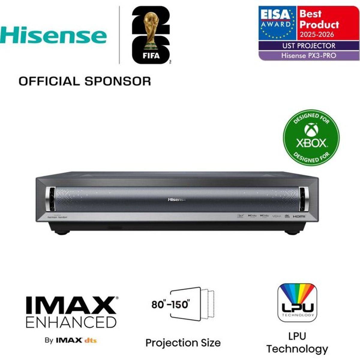 Projecteur laser à focale ultra courte Hisense PX3-PRO Ultra HD 4K, 2700 ANSI, 80 à 150 po - Hisense - Image 1