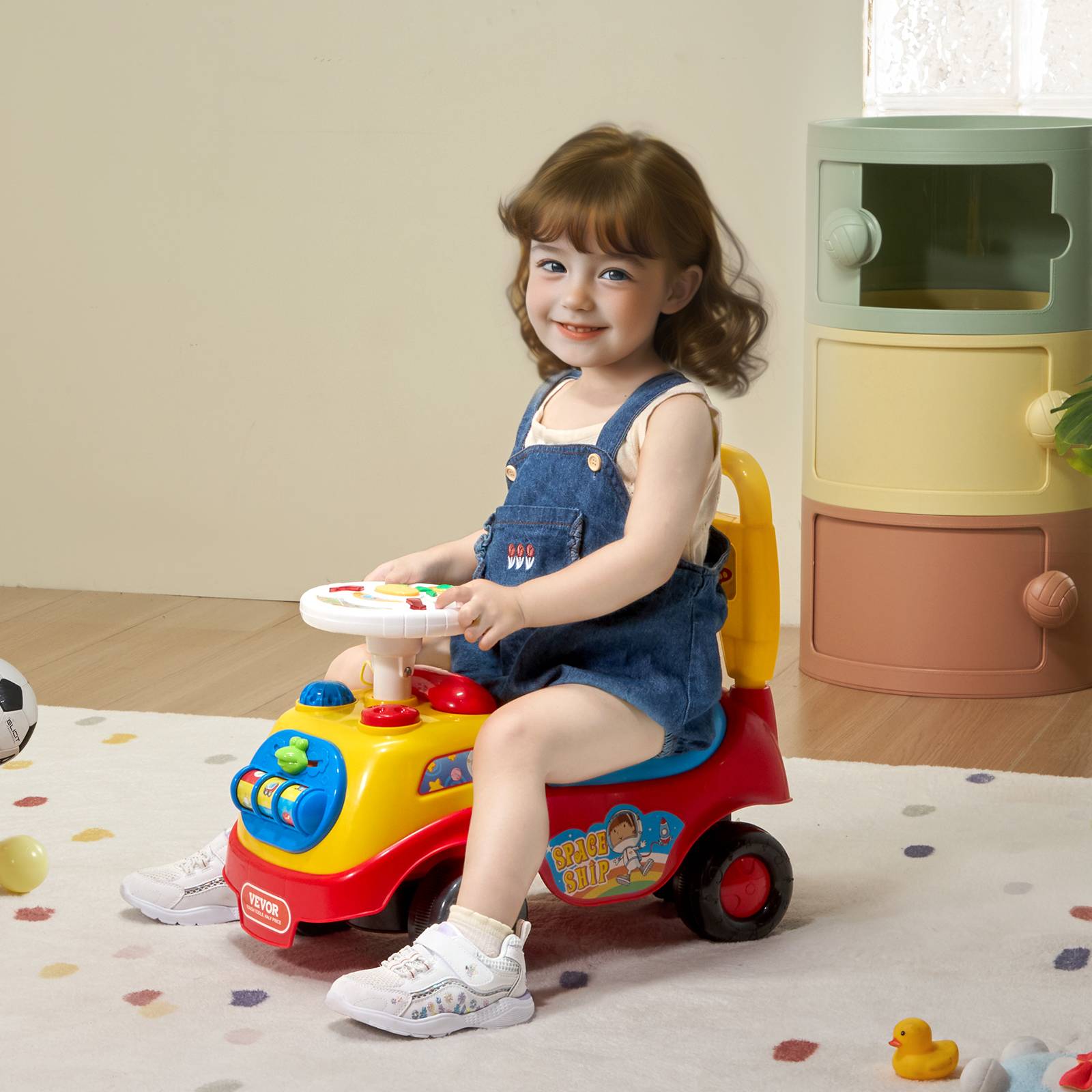 VEVOR Voiture à pousser 1-3 ans, jouet à monter, volant musical, klaxon. Rangement sous siège, garçons/filles. - Image 8
