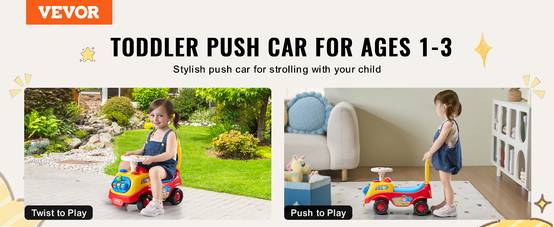 VEVOR Voiture à pousser 1-3 ans, jouet à monter, volant musical, klaxon. Rangement sous siège, garçons/filles. - Image 9