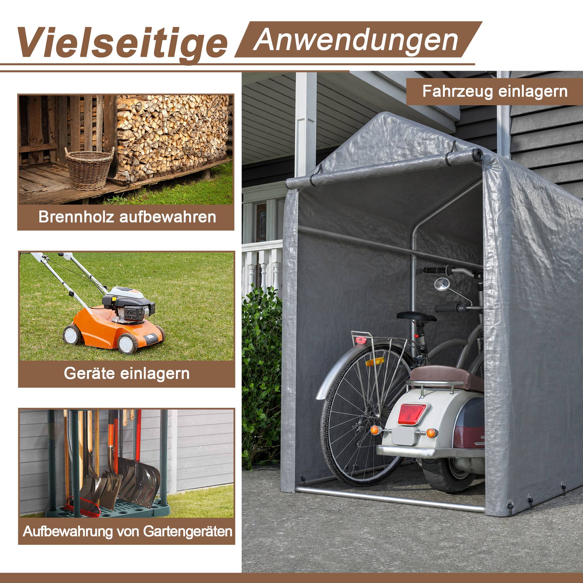 ComfortXL - Abri vélo extérieur PE 100 x 187 x 160 cm avec cadre acier galvanisé étanche UV - ComfortXL Outdoor Living - Image 6