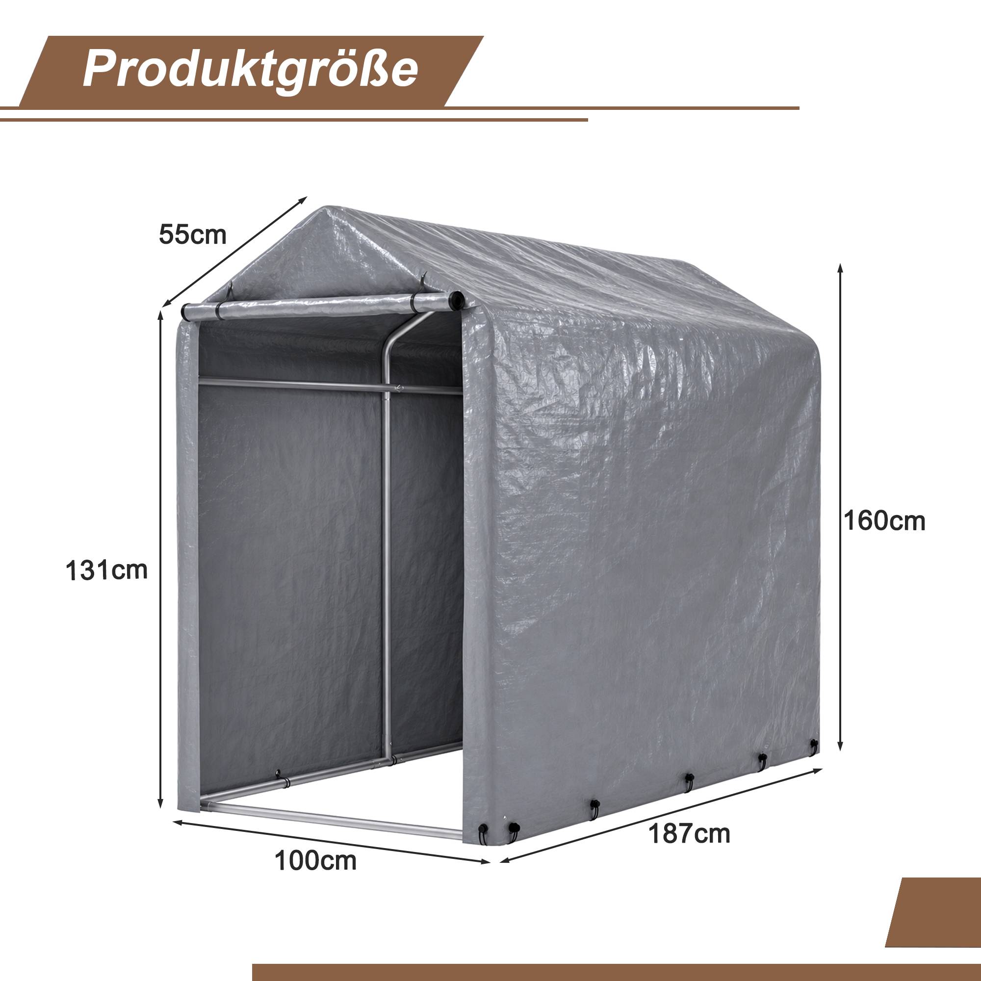 ComfortXL - Abri vélo extérieur PE 100 x 187 x 160 cm avec cadre acier galvanisé étanche UV - ComfortXL Outdoor Living - Image 2