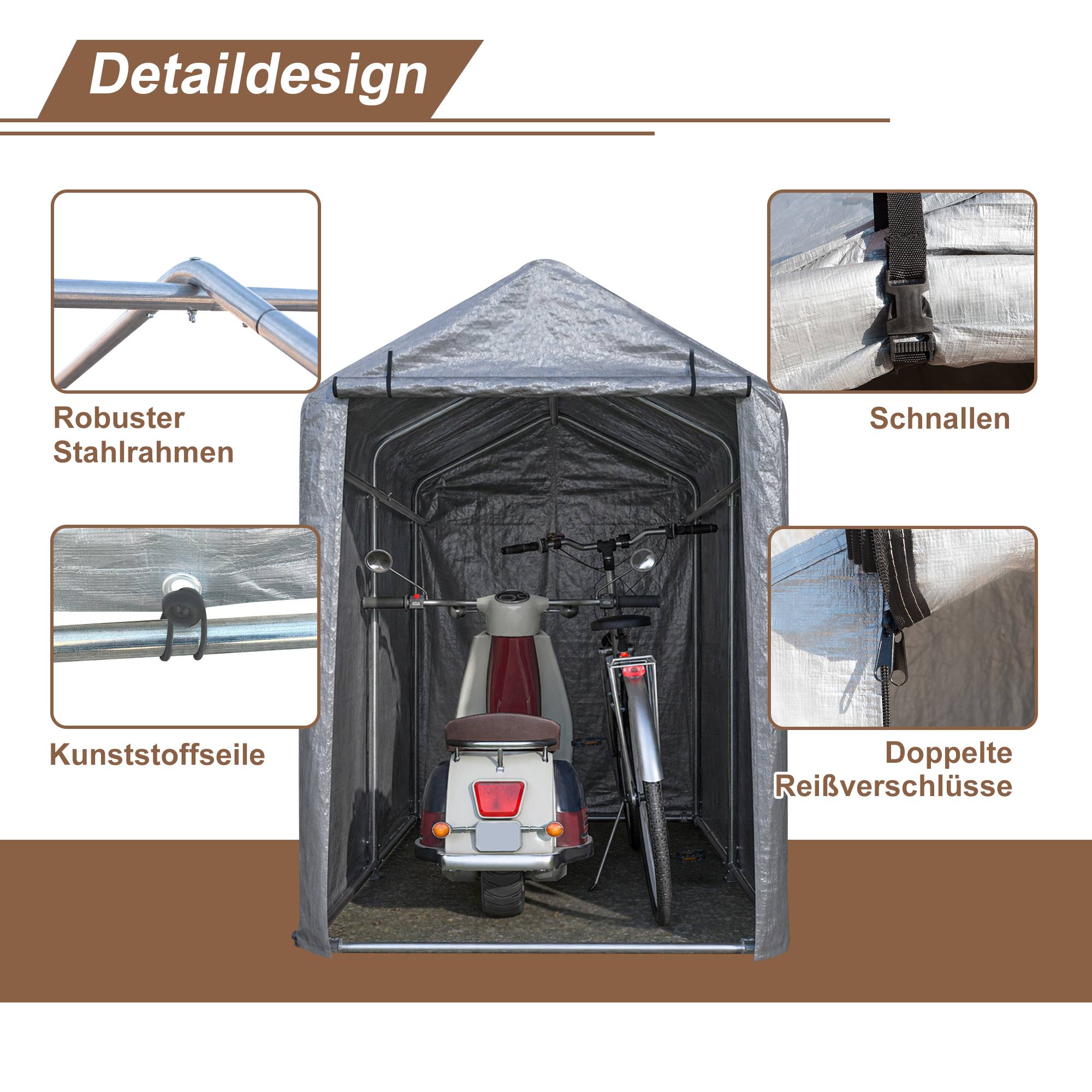 ComfortXL - Abri vélo extérieur PE 100 x 187 x 160 cm avec cadre acier galvanisé étanche UV - ComfortXL Outdoor Living - Image 5