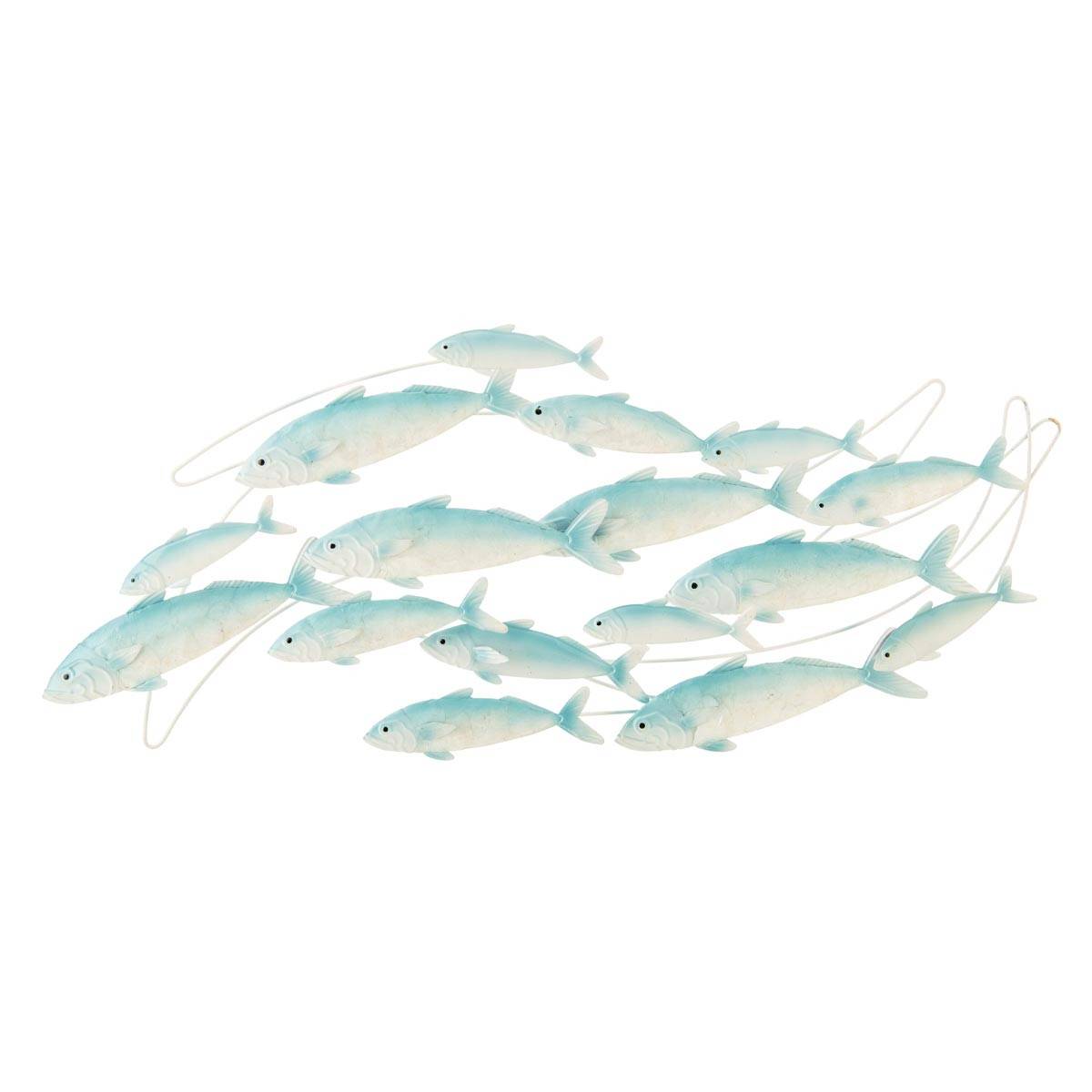 J-Line - Déco Murale en Métal "Groupe de poissons" 111cm Bleu Clair - Image 1