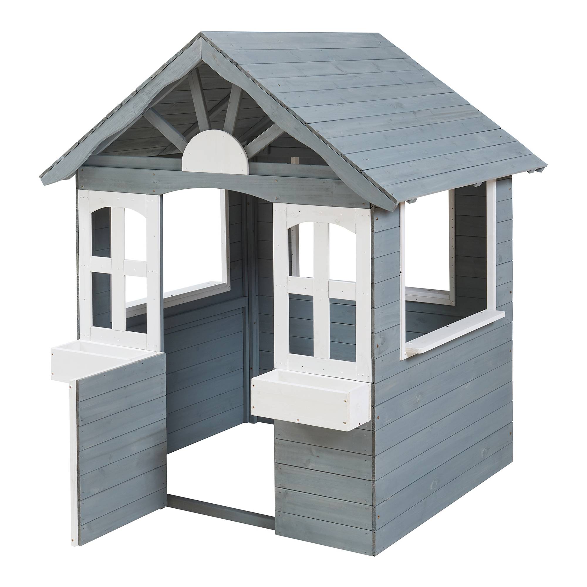 Casa.Pro - Cabane de jeu d'extérieur Vesa bois de pin 138 x 120 x 102 cm gris blanc casa.pro - Image 4
