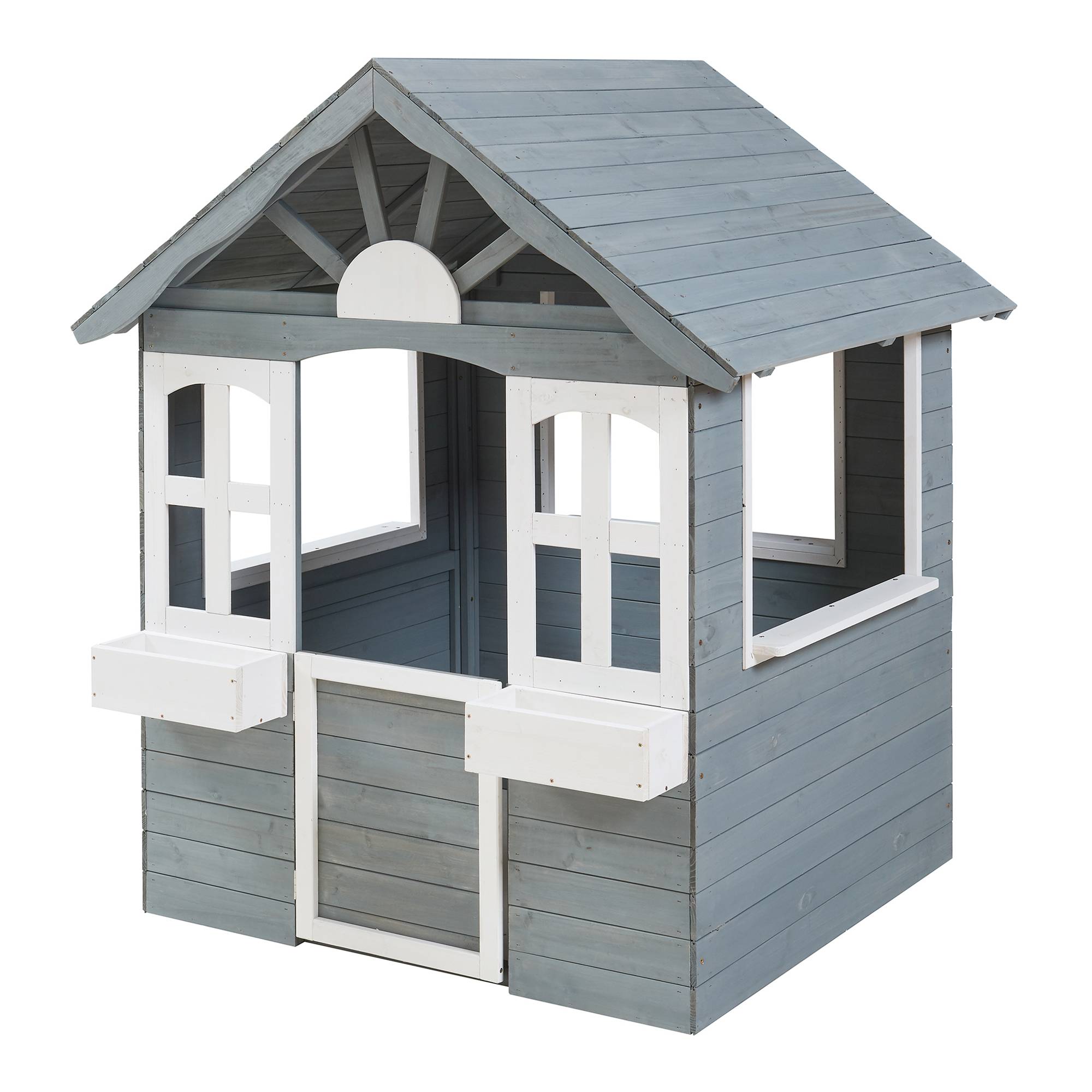 Casa.Pro - Cabane de jeu d'extérieur Vesa bois de pin 138 x 120 x 102 cm gris blanc casa.pro - Image 2