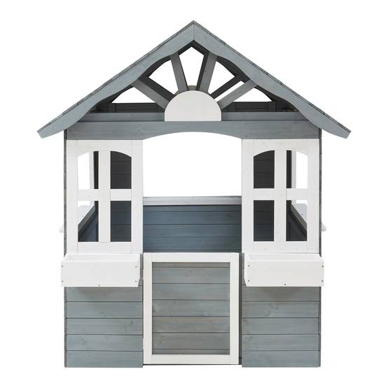 Casa.Pro - Cabane de jeu d'extérieur Vesa bois de pin 138 x 120 x 102 cm gris blanc casa.pro - Image 5