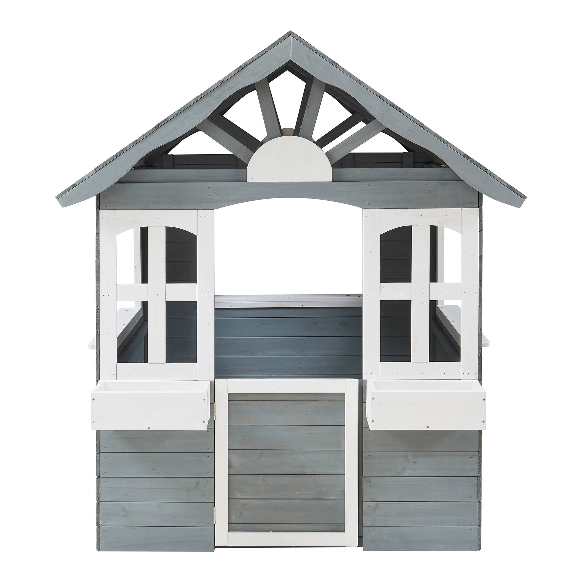 Casa.Pro - Cabane de jeu d'extérieur Vesa bois de pin 138 x 120 x 102 cm gris blanc casa.pro - Image 5