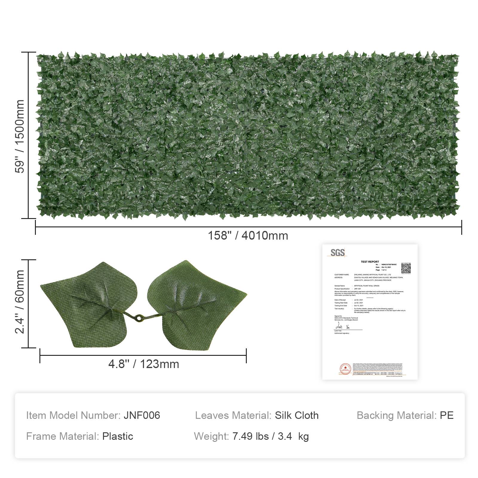 VEVOR Haie artificielle 150x401 cm, brise-vue lierre, tissu maille renforcé. Jardin, balcon, terrasse. - Image 7