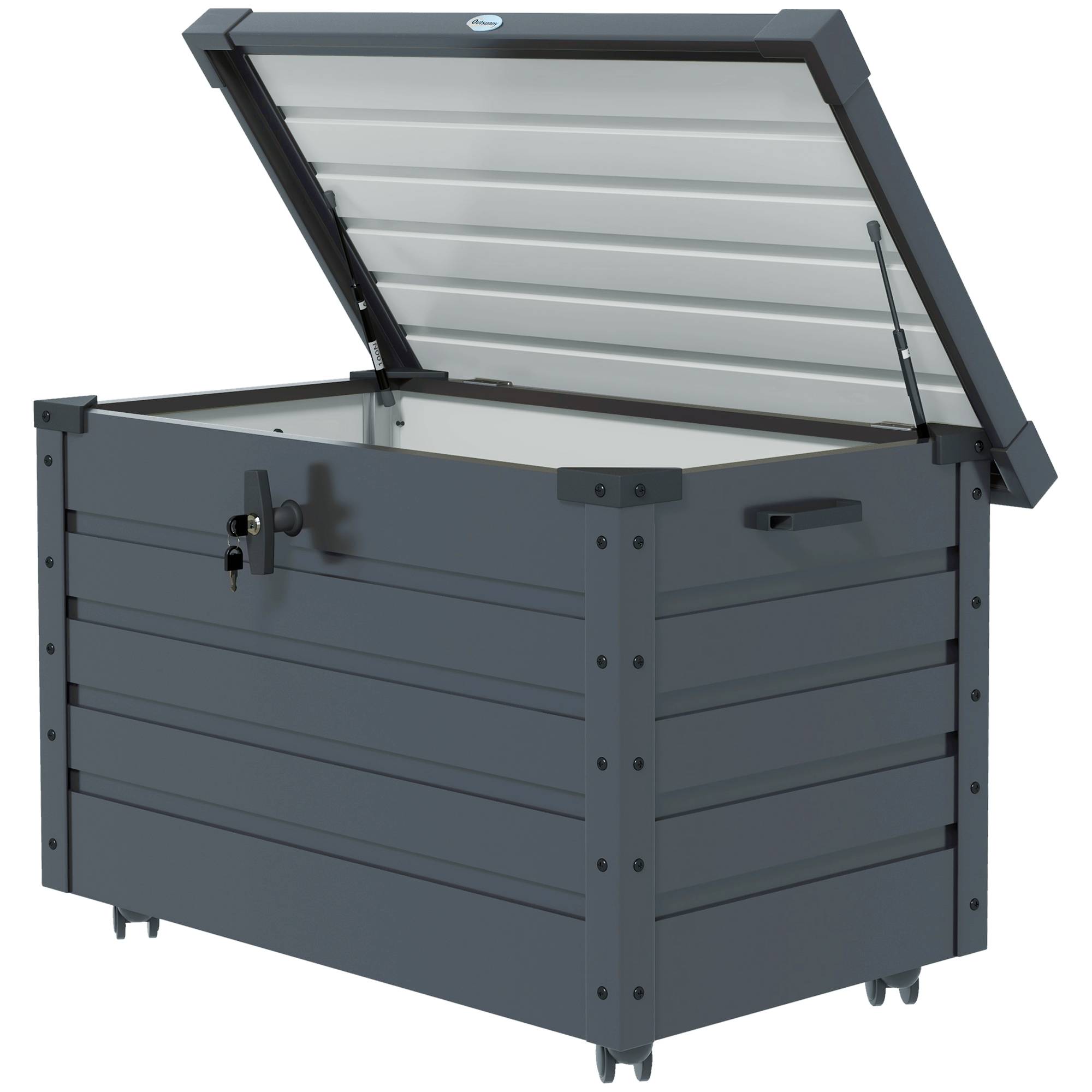 ComfortXL - Coffre de Rangement Extérieur Acier sur Roulettes Verrouillable 295L 100x62x65cm Gris - ComfortXL Outdoor Living - Image 2