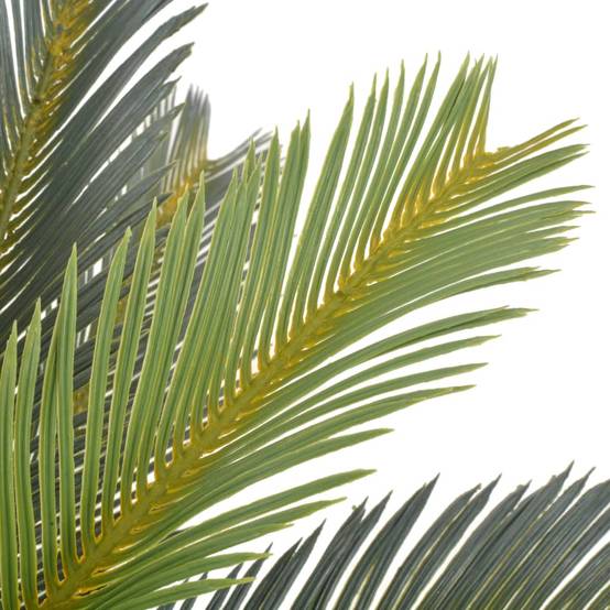 Plante artificielle palmier cycas plastique et bois vert 90 cm - PANGIVO - Image 2