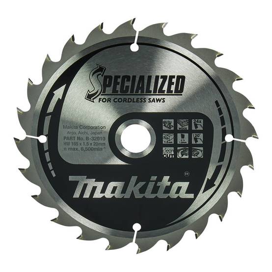 Lames Carbure "Specialized" pour Bois, pour scies circulaires à batterie MAKITA - taille Ø165 mm x 40 Dents - MAKITA ACCESSOIRES - Image 2