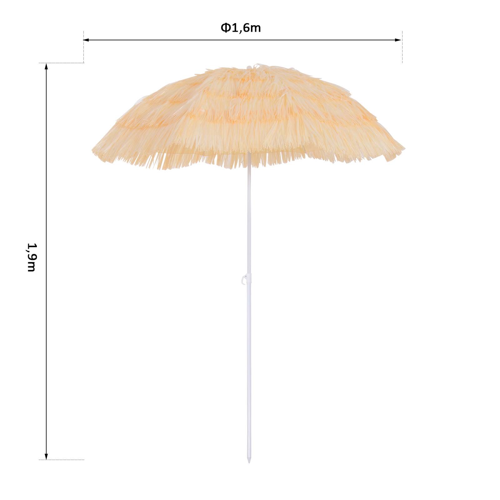 Outsunny - Parasol de plage jardin design hawai 160 cm raphia artificiel beige - Outsunny - Image 3